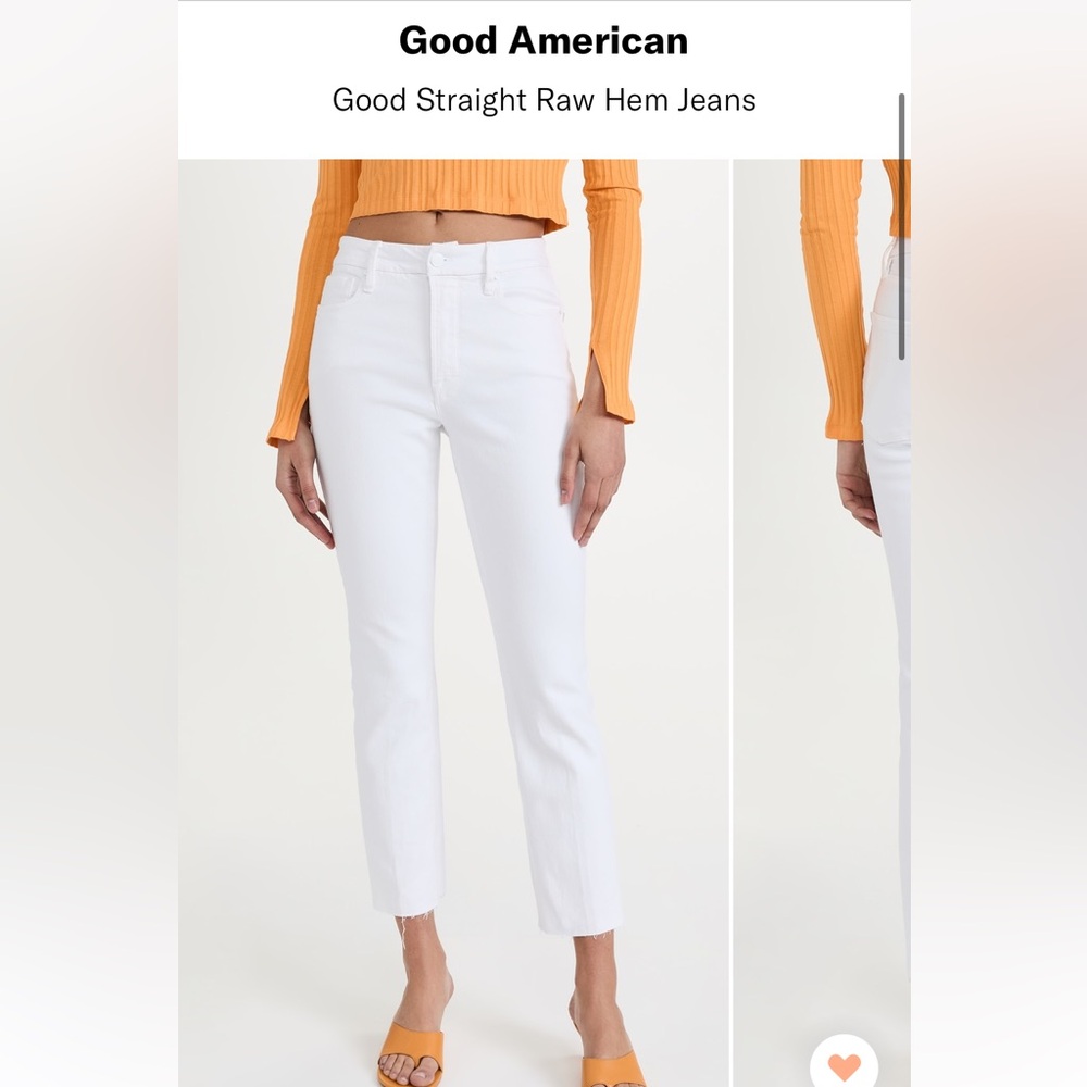 Good American White Straight Lef Ankle Jeans